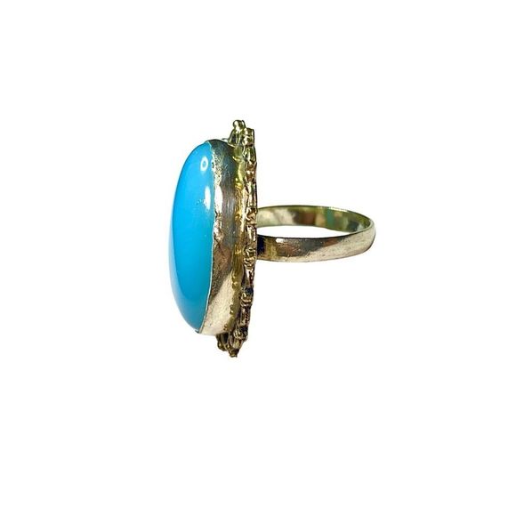 Angelite Gemstone in a Handcrafted 925 Stamped Ring (7.5) - Picture 3 of 7